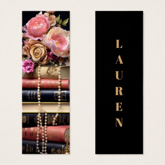Elegante Floral Stack van Boeken Bladwijzer Mini Visitekaartjes (Voorkant /achterkant)