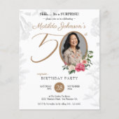 Elegante Floral Surprise 50ste verjaardag uitnodig (Voorkant)