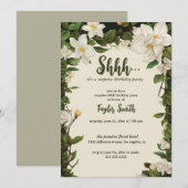 Elegante Floral Surprise Party Uitnodigen Kaart (Voorkant / Achterkant)