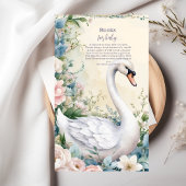 Elegante Floral Swan Blush Roze Boeken voor Baby Informatiekaartje