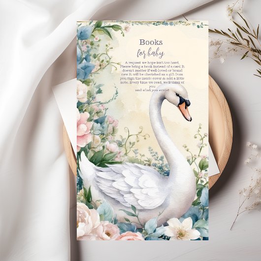 Elegante Floral Swan Blush Roze Boeken voor Baby Informatiekaartje