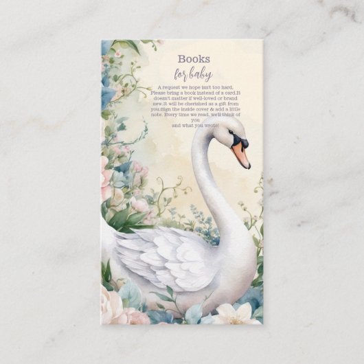 Elegante Floral Swan Blush Roze Boeken voor Baby Informatiekaartje (Voorkant)