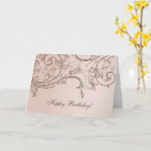 Elegante Floral Swirl Verjaardag Kaart (Gele Bloem)