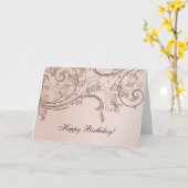 Elegante Floral Swirl Verjaardag Kaart (Gele Bloem)