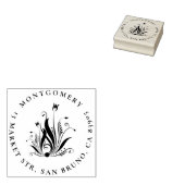 Elegante Floral Swirls Ronde Naam & Retouradres Rubberstempel (Gestempeld)