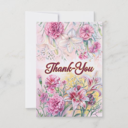 Elegante Floral Thank-You Kaart met roze en goud (Voorkant)