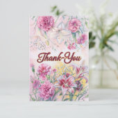 Elegante Floral Thank-You Kaart met roze en goud (Staand voorkant)