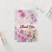 Elegante Floral Thank-You Kaart met roze en goud (Voorkant / Achterkant in situ)