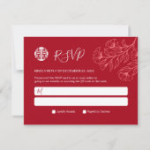 Elegante Floral Traditionele Chinese Bruiloft RSVP (Voorkant)