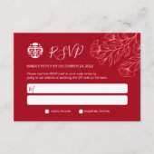 Elegante Floral Traditionele Chinese Bruiloft RSVP (Voorkant)