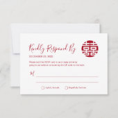 Elegante Floral Traditionele Chinese Bruiloft RSVP (Voorkant)