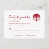 Elegante Floral Traditionele Chinese Bruiloft RSVP (Voorkant)