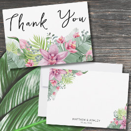Elegante Floral Tropical Wedding Bedankkaart