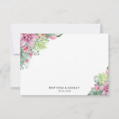 Elegante Floral Tropical Wedding Bedankkaart (Achterkant)