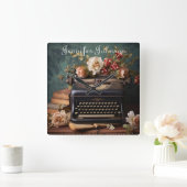 Elegante Floral  Typewriter wandklok (Huis)
