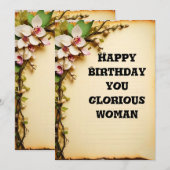 Elegante Floral verjaardagskaart Feestdagenkaart (Voorkant / Achterkant)