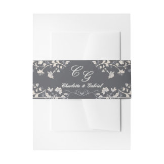 Elegante Floral  Victoriaans Belly Band Uitnodigingen Wikkel