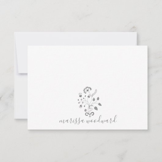 Elegante Floral Vine Script naam Notitiekaartje (Voorkant)