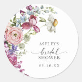 Elegante Floral Vrijgezellenfeest Sticker (Voorkant)