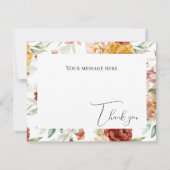 Elegante Floral Waterverf Flat Dank u kaart (Achterkant)