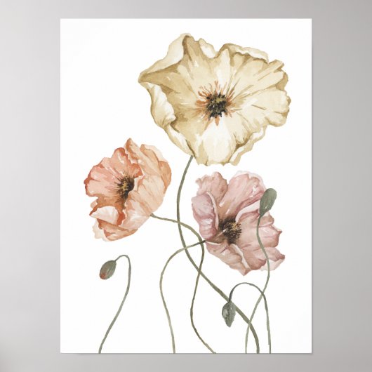 Elegante Floral Waterverf IJslandse papaver Poster (Voorkant)