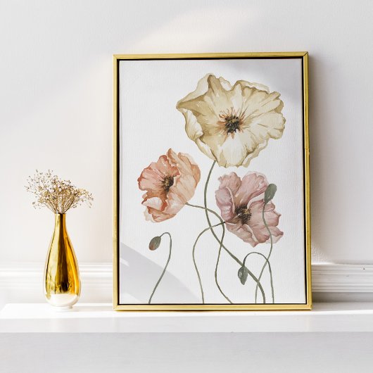 Elegante Floral Waterverf IJslandse papaver Poster