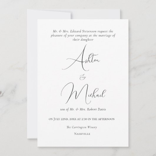 Elegante Floral Waterverf Modern Wedding Kaart (Voorkant)