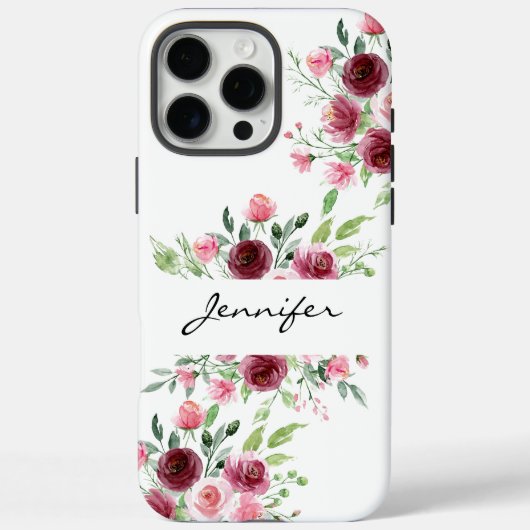 Elegante Floral Waterverf Roos iPhone / iPad case (Achterkant)