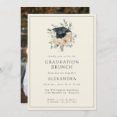 Elegante Floral Waterverf Style Afstuderen Brunch Kaart (Voorkant / Achterkant)