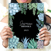 Elegante Floral Waterverf Succulent Custom Name Planner