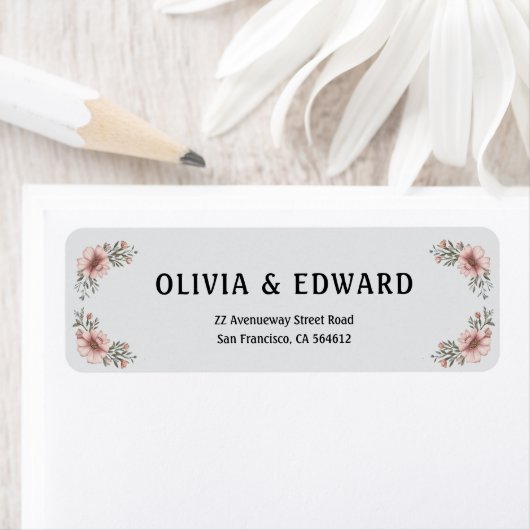 Elegante Floral Wedding Aangepast adreslabel Etiket (Insitu)