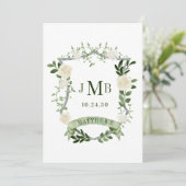 Elegante Floral Wedding Crest Kaart (Staand voorkant)