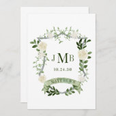 Elegante Floral Wedding Crest Kaart (Voorkant / Achterkant)