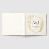 Elegante Floral Wedding Crest Monogram Ivoor Gastenboek (Volledig)