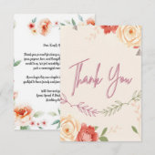 Elegante Floral Wedding Dank u kaart met foto (Voorkant / Achterkant)