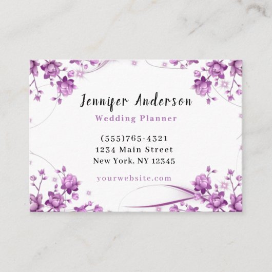 Elegante Floral Wedding Event Planner Service Visitekaartje (Voorkant)