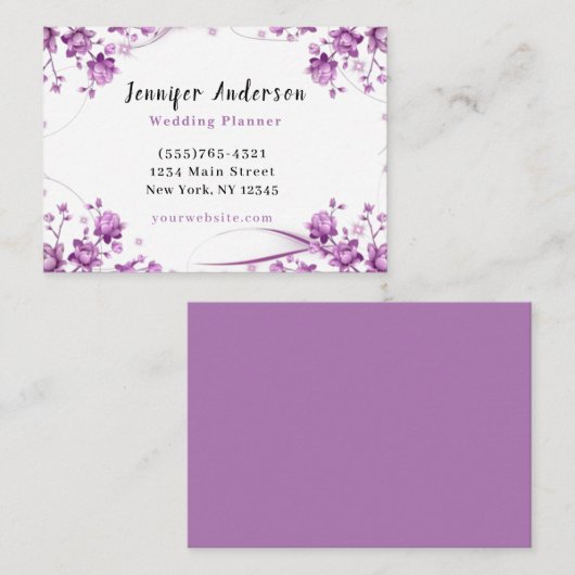 Elegante Floral Wedding Event Planner Service Visitekaartje (Voorkant / Achterkant)