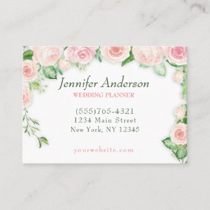 Elegante Floral Wedding Event Planner Service Visitekaartje