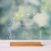 Elegante Floral Wedding Favors Sign Acryl Bord (Neutraal)