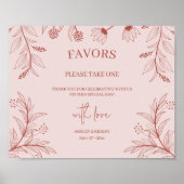 Elegante Floral Wedding Favors Sign Poster (Voorkant)