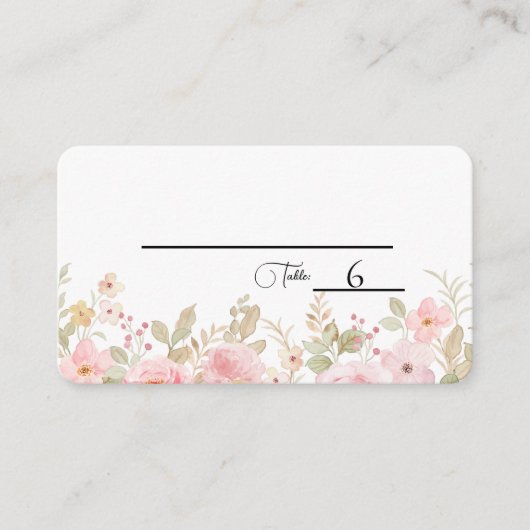 Elegante Floral Wedding Gepersonaliseerde Trouwtaf Plaatskaartje (Voorkant)