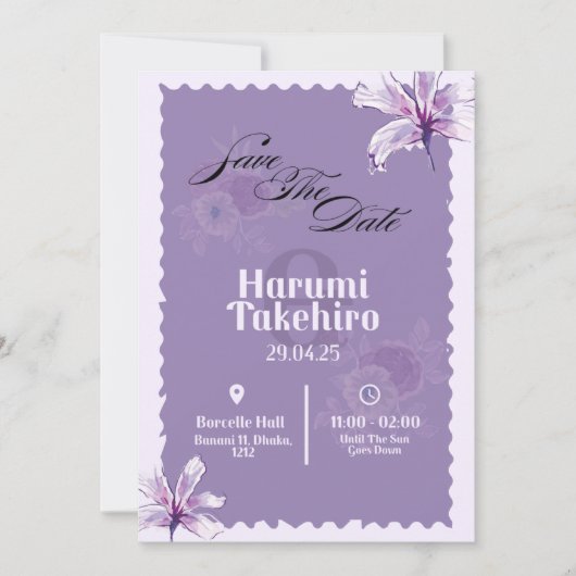 Elegante Floral Wedding Invitation - Save the Date (Voorkant)