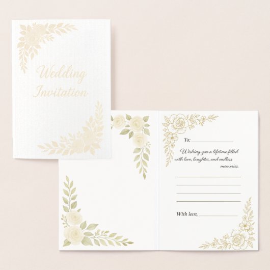 Elegante Floral Wedding Note Kaart (Display)