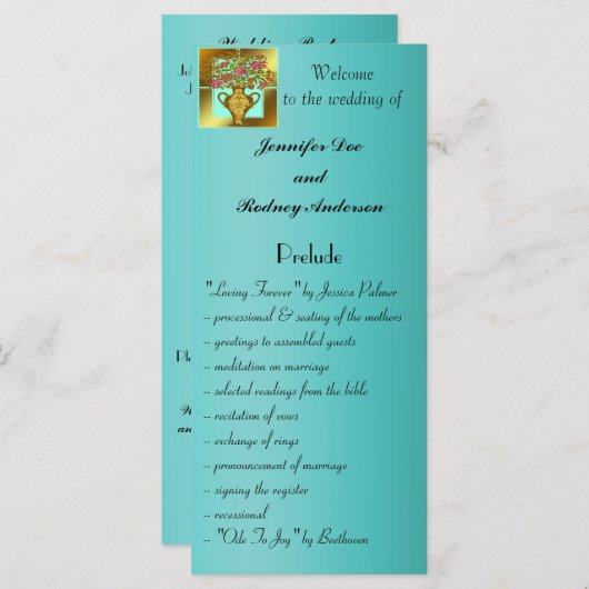 Elegante Floral Wedding Program Rack Kaart (Voorkant / Achterkant)