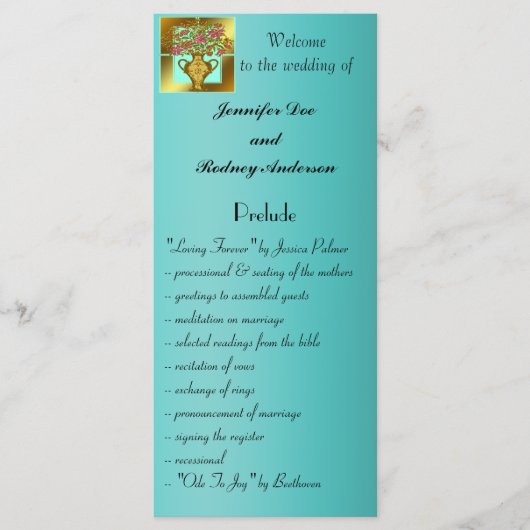 Elegante Floral Wedding Program Rack Kaart (Voorkant)