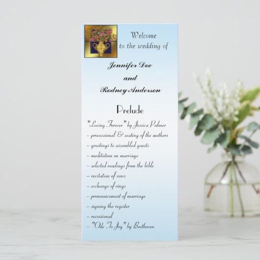 Elegante Floral Wedding Program Rack Kaart (Staand voorkant)