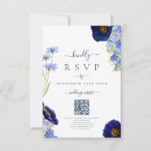 Elegante Floral Wedding Website Reactie QR Code RSVP Kaartje (Voorkant)