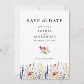 Elegante Floral Wildflower Classic Save the Date Kaart (Voorkant)