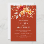 Elegante Floral Wildflower Rust Sinaasappel Fall W Kaart (Voorkant)