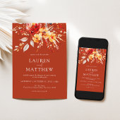 Elegante Floral Wildflower Rust Sinaasappel Fall W Kaart